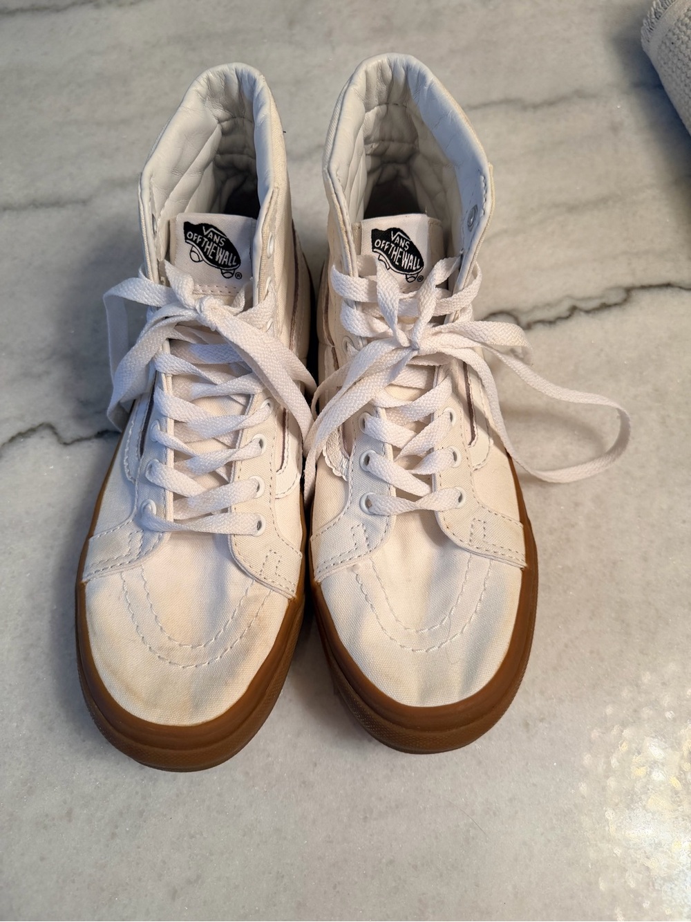 Vans High-Top Canvas Sneakers in white and Gum